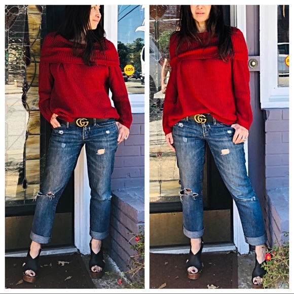 ✨LAST ONE ✨Red on or off the shoulder knit sweater - Picture 7 of 8